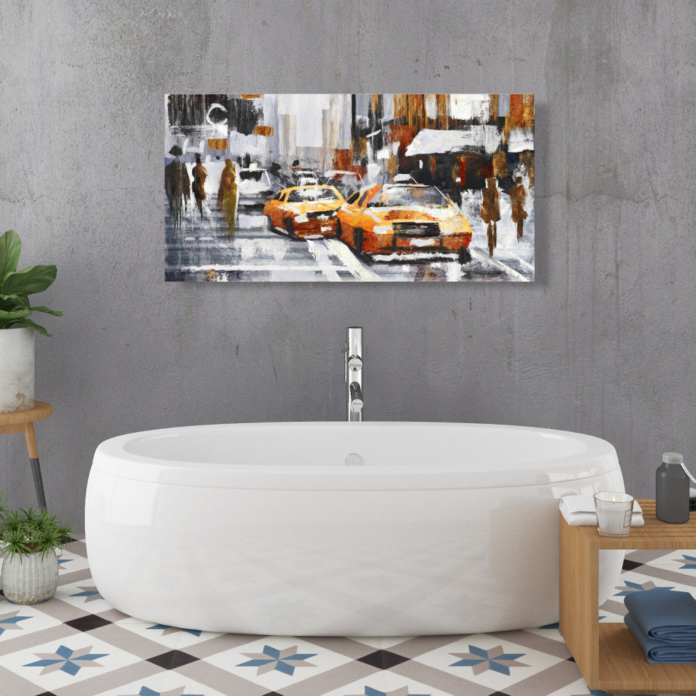 Abstract Citystreet Canvas - Yellow Taxis | Home Decor Art