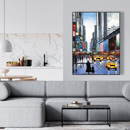 Peak Hour Blue Building Cities Framed Canvas | Home Decor