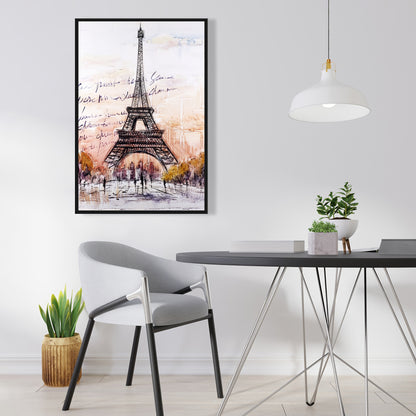 Croquis de la Tour Eiffel sur toile | Décoration de chambre romantique grise