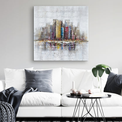 Relief typographique sur toile grise | Décoration d'intérieur