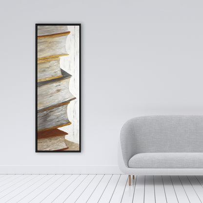 Mountain of Vintage Books | Still Life Brown Canvas for Home Decor