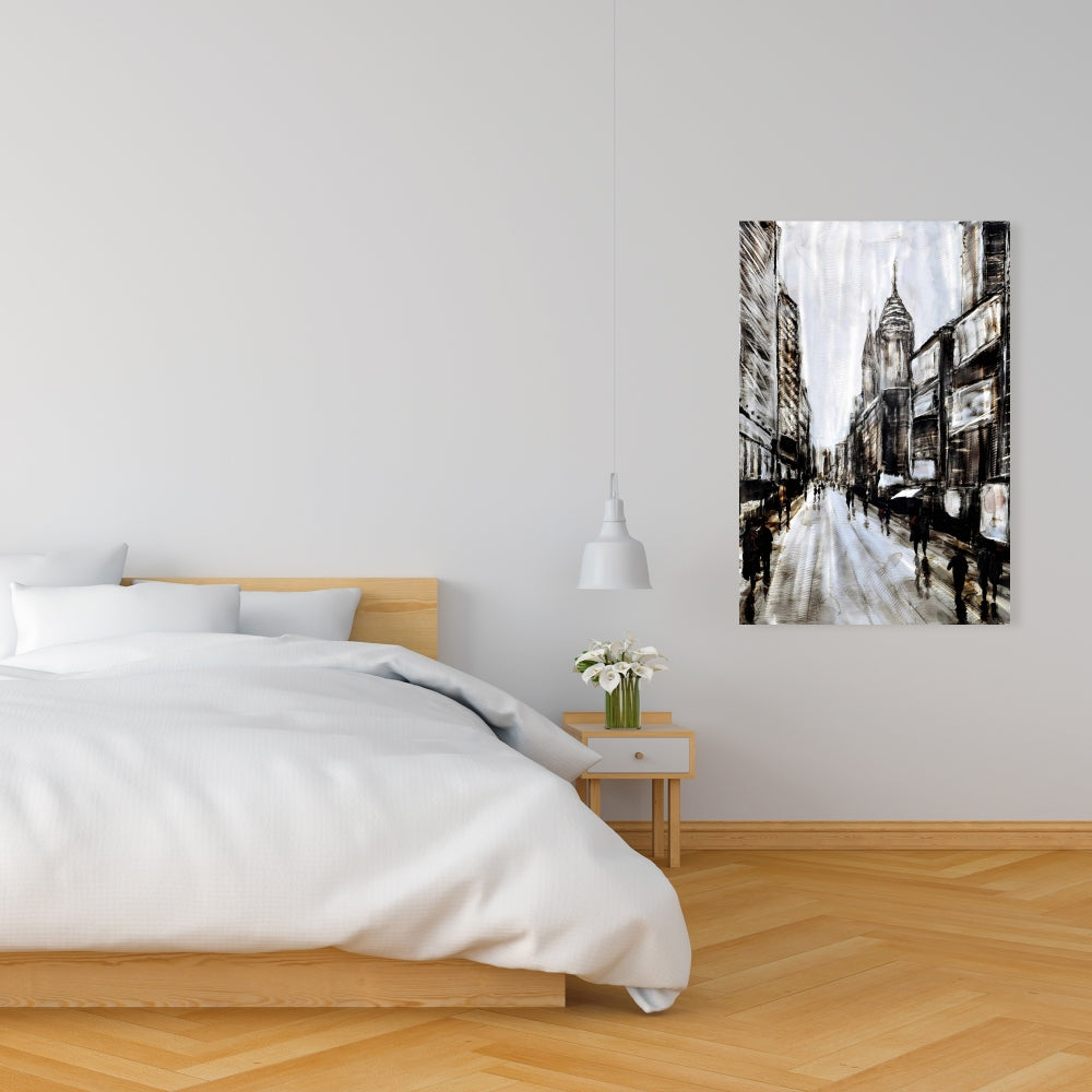 Busy Gray Street Industrial Canvas | Bedroom Home Decor Art