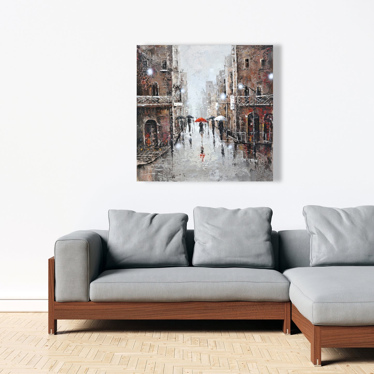 City Rain Canvas - Modern Bedroom Wall Art | Home Decor