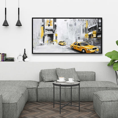 Toile Taxis de New York | Cadre décoratif gris
