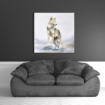 Toile représentant un loup – Décoration d'intérieur avec des animaux bleus et des montagnes