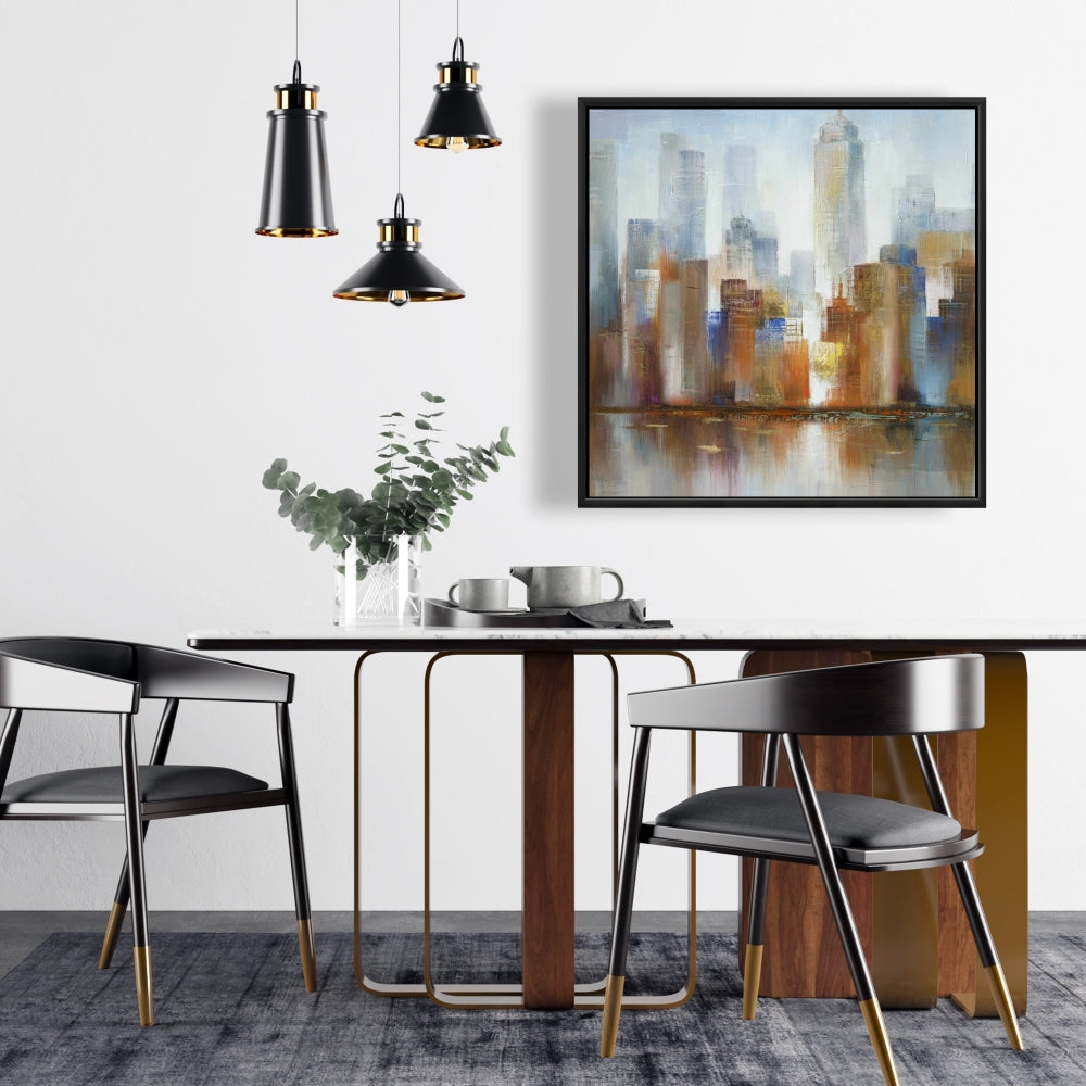 Paysage urbain dans le brouillard – Décoration murale moderne sur toile pour chambre à coucher