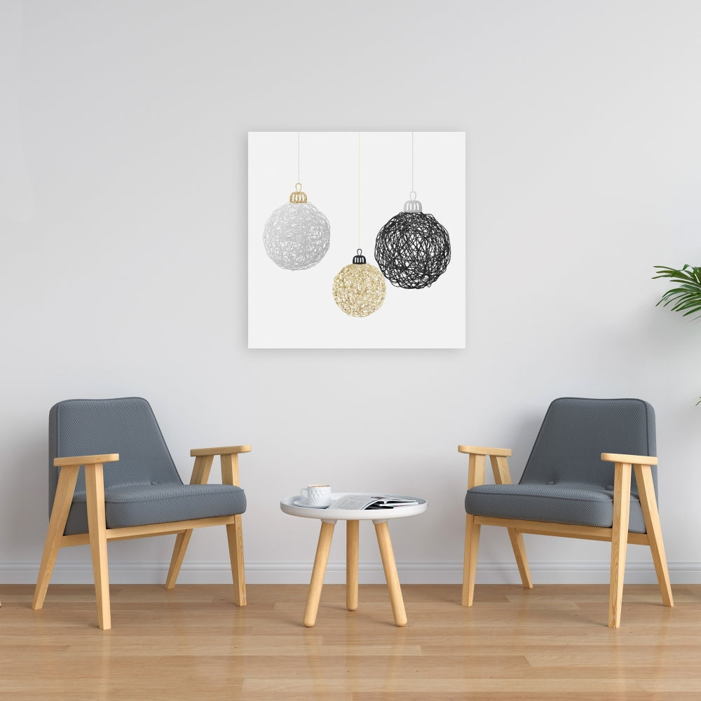 Toile « Trois boules de Noël » – Décoration murale moderne pour chambre à coucher