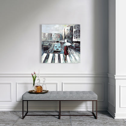 Abstract Pedestrian Crossing Canvas | Contemporary Bedroom Art