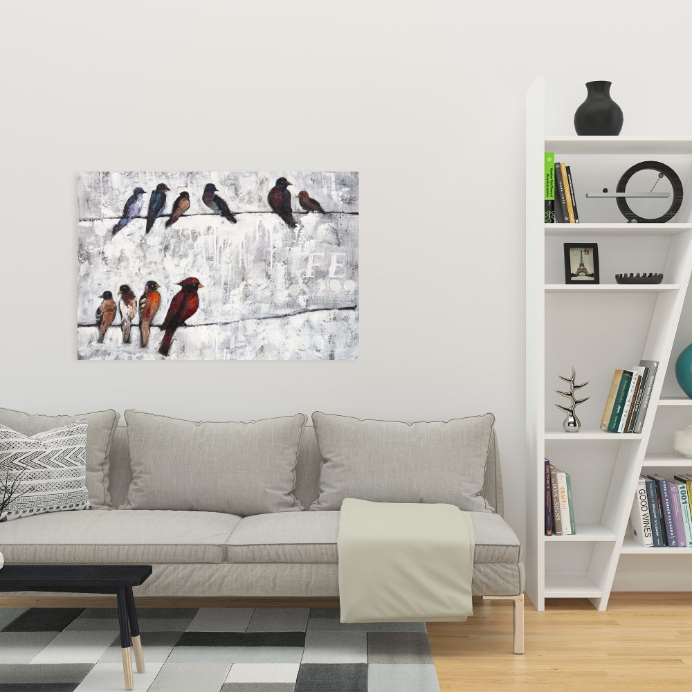 Colorful Birds on Branches Canvas | Bedroom Wall Art Decor