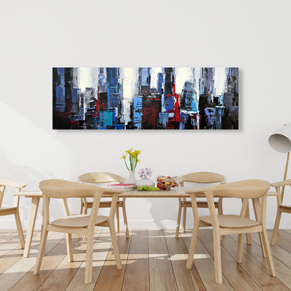 Abstract Blue City Canvas | Bedroom Decor | Blue Wall Art