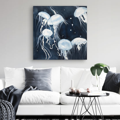 Medusa Marine Blue Canvas | Aquatic Home Decor Wall Art