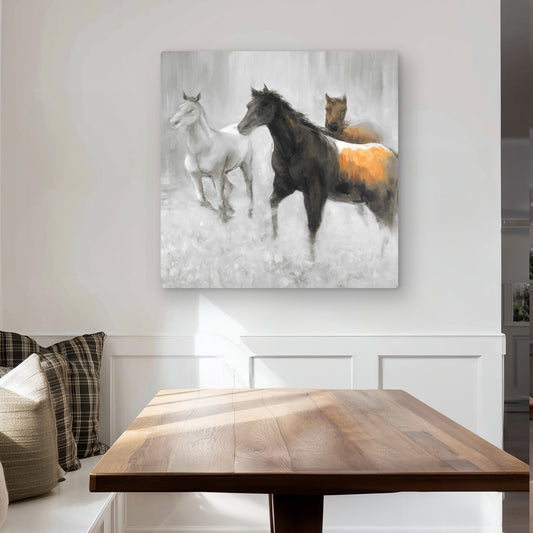 Abstract Herd of Horses - Metal Print for Home Decor
