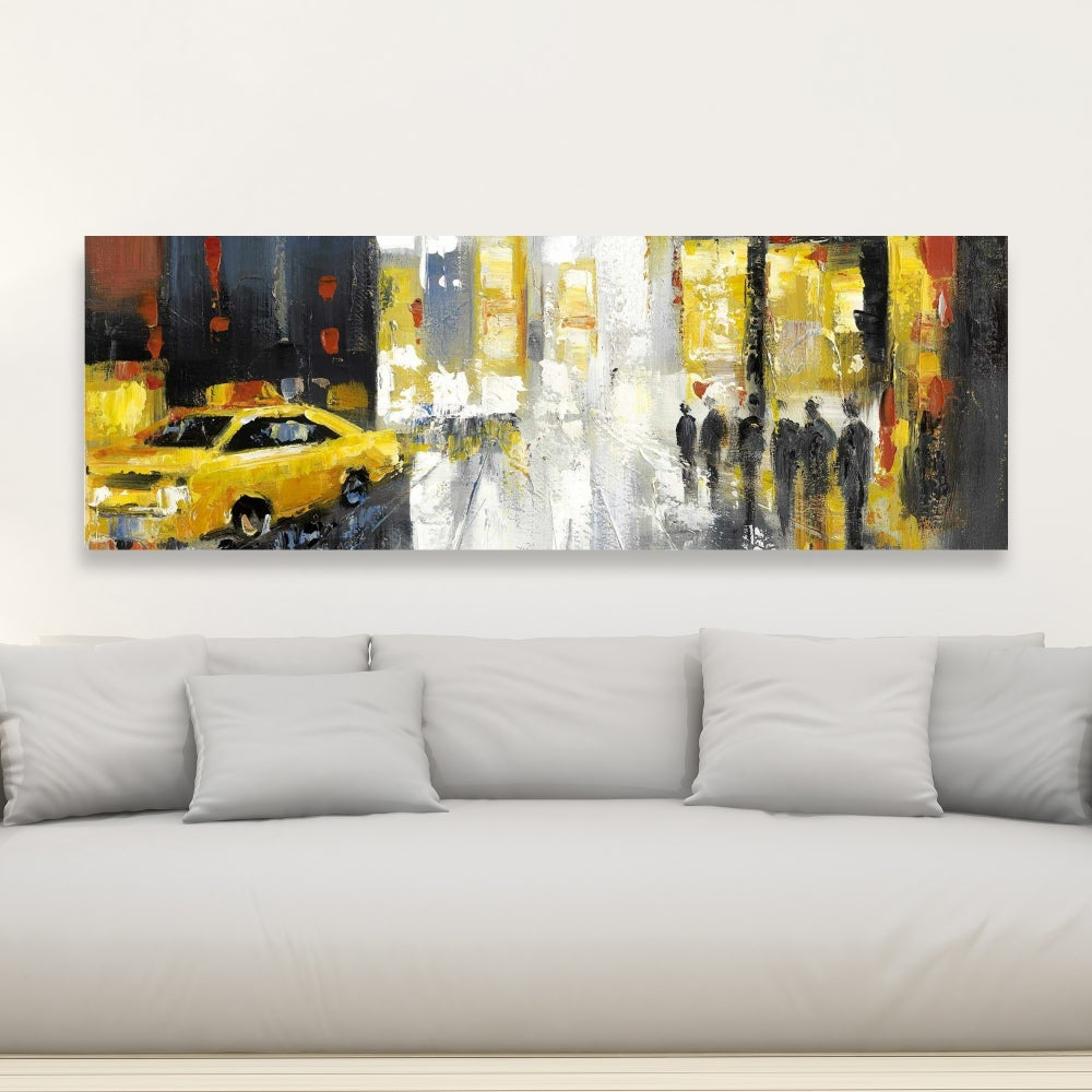 Rainy Busy Street Canvas | Building Bedroom Cities Decor