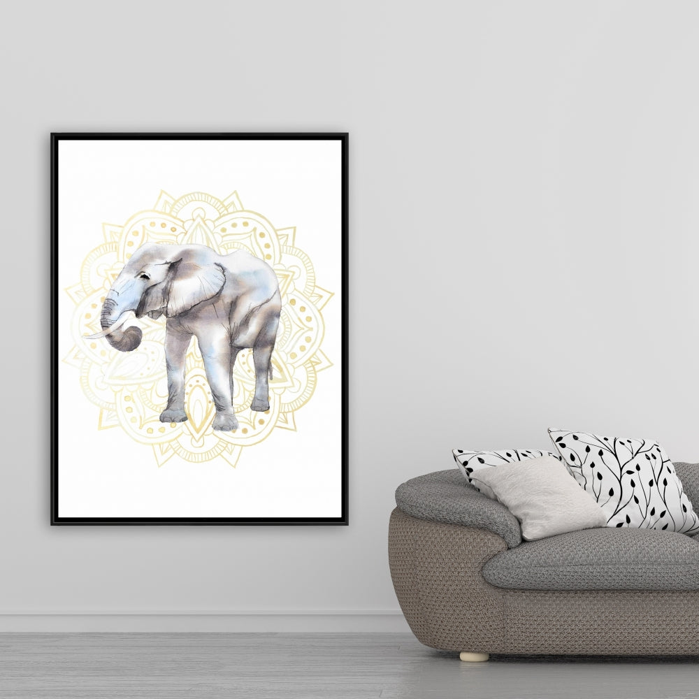 Toile Mandala Éléphant | Décoration de chambre bohème encadrée