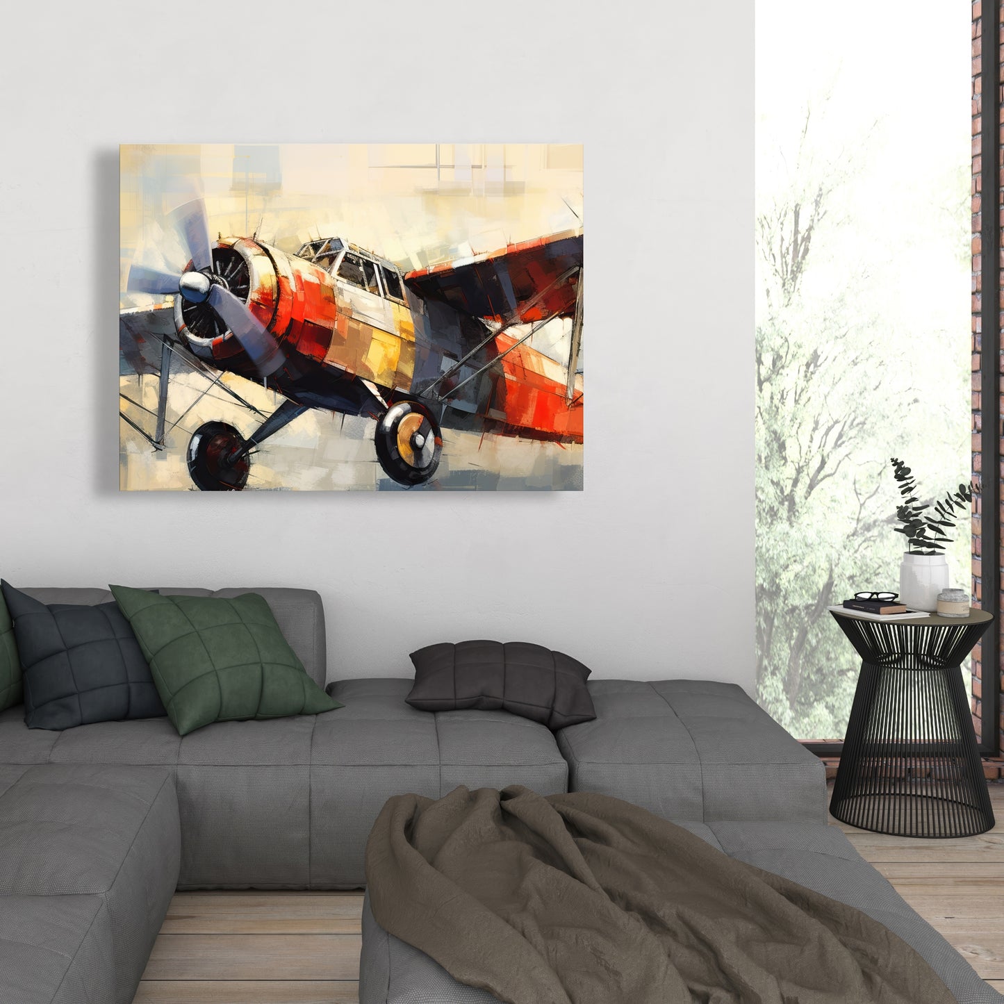 Take Off - Toile bleue contemporaine pour la décoration de la chambre