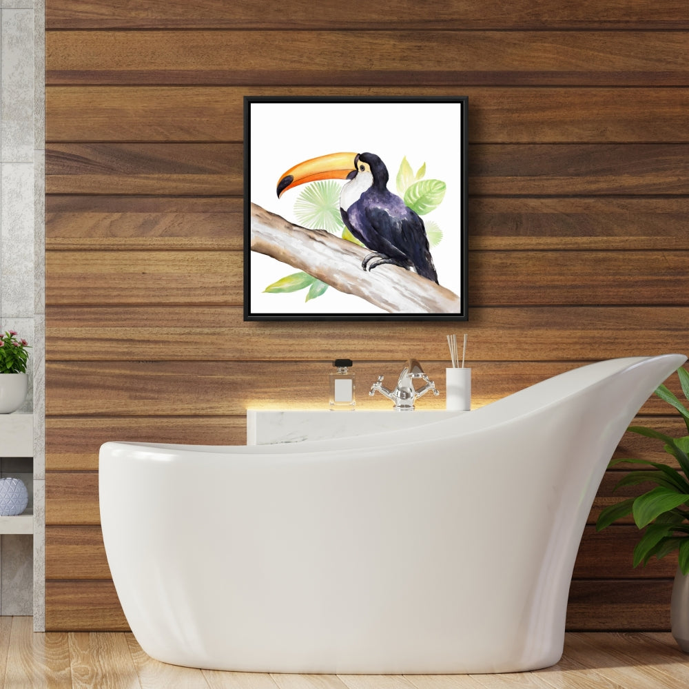Toile exotique représentant un toucan brun | Décoration d'intérieur encadrée