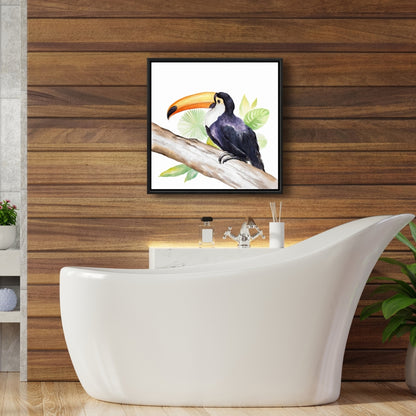 Toile exotique représentant un toucan brun | Décoration d'intérieur encadrée