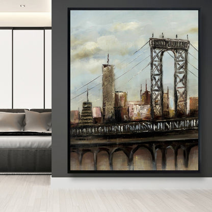 Pont urbain par Cloudy Day Canvas | Décoration de bâtiments bruns