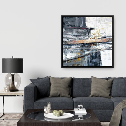 Rayures texturées et éclaboussées de peinture | Décoration abstraite sur toile