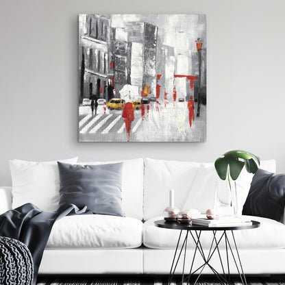 Abstract Cloudy City Street Canvas | Building Bedroom Decor