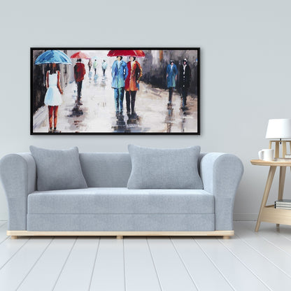 People with Umbrellas Street Canvas | Modern Wall Art Decor