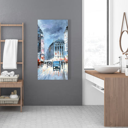 Abstract Red & Blue City Canvas | Bedroom Wall Art Decor