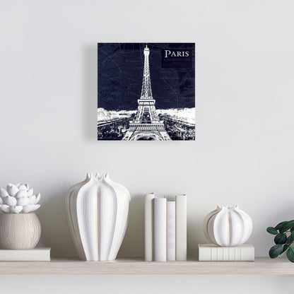 Paris Blueprint & Eiffel Tower Canvas - Blue Bedroom Decor