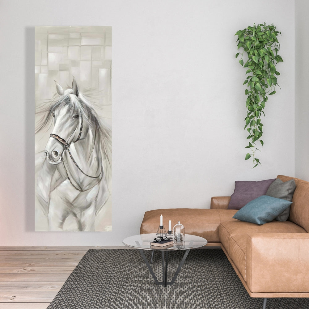 Worthy White Horse Canvas | Farm Animals Home Decor Industrial