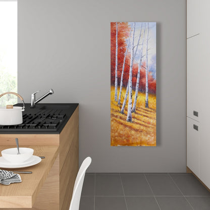 Toile Paysage d'automne - Décoration murale de chambre à coucher en bouleau jaune