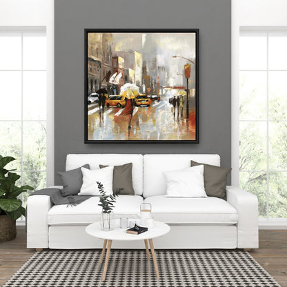 Toile grise contemporaine pour chambre à coucher | Art des personnes avec parapluies