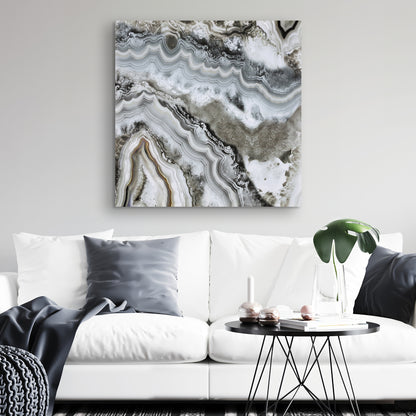 Abstract Geode Canvas - White Abstract Minerals Home Decor