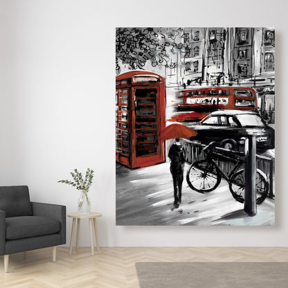 European Street Canvas - Cities Gray Contemporary Home Decor