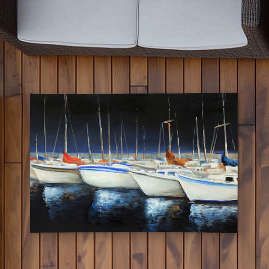 Fishing Boats at the Marina Rug | 2'x3' Outdoor Decor
