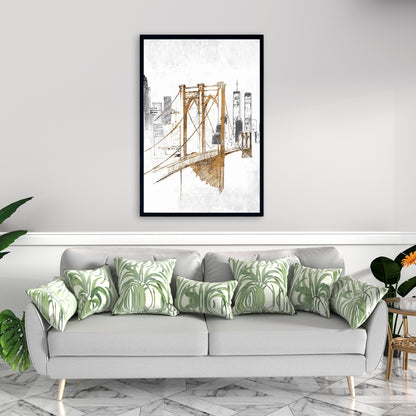 Croquis flou du pont de Brooklyn | Décoration d'intérieur sur toile encadrée