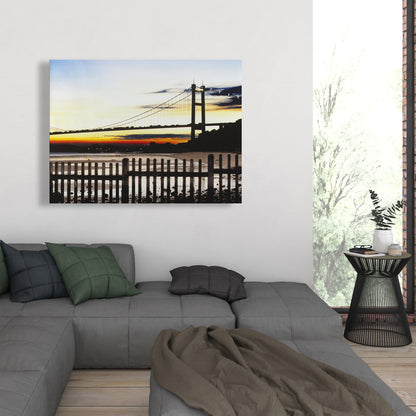 Blue Bedroom Canvas Art | Bridge by Sunset Home Decor