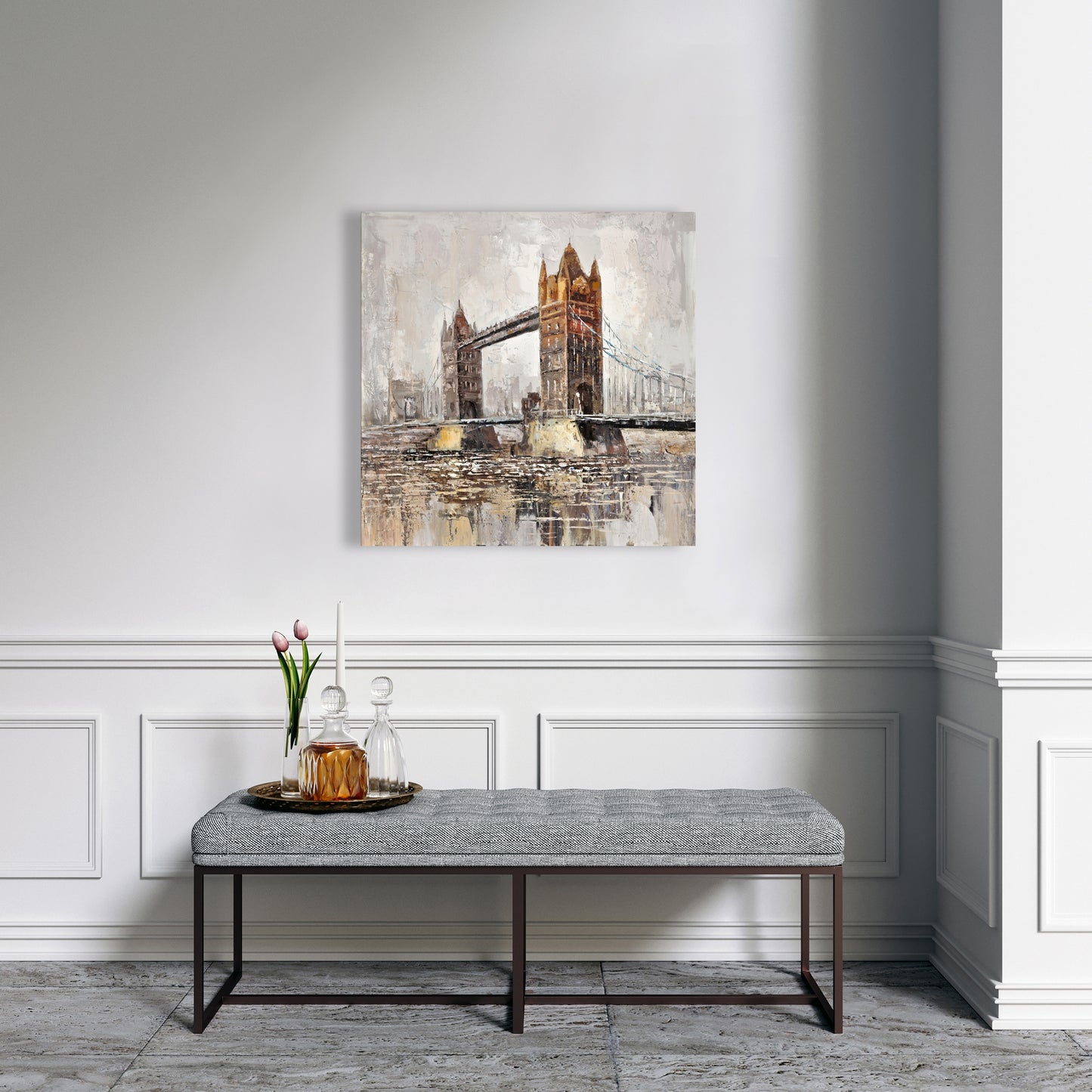 Contemporary Orange London Tower Bridge Canvas - Home Decor