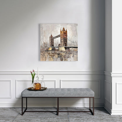 Contemporary Orange London Tower Bridge Canvas - Home Decor
