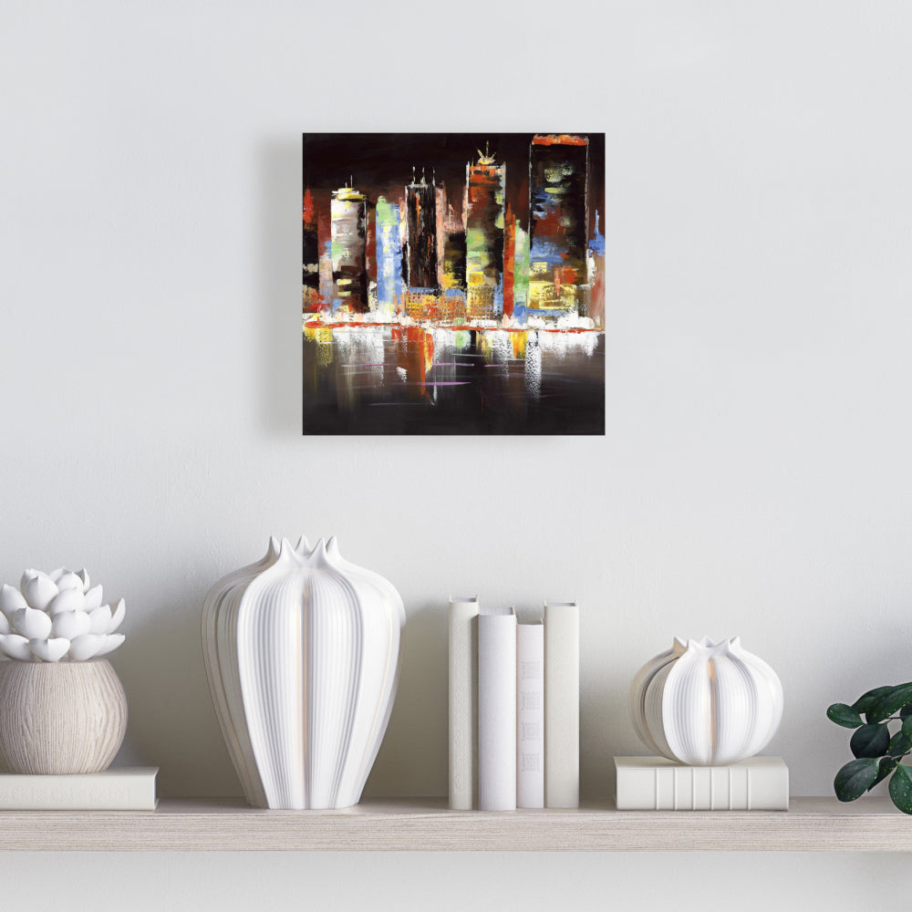 Cityscape by Night Canvas | Contemporary Bedroom Decor