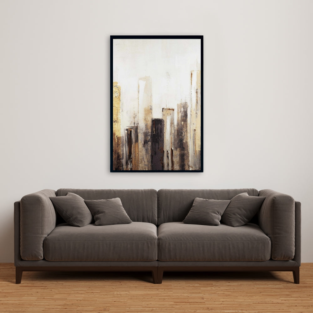 Toile urbaine aux tons terreux | Décoration industrielle encadrée marron