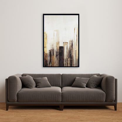 Toile urbaine aux tons terreux | Décoration industrielle encadrée marron