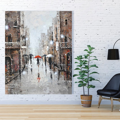 City Rain Canvas - Modern Bedroom Wall Art | Home Decor