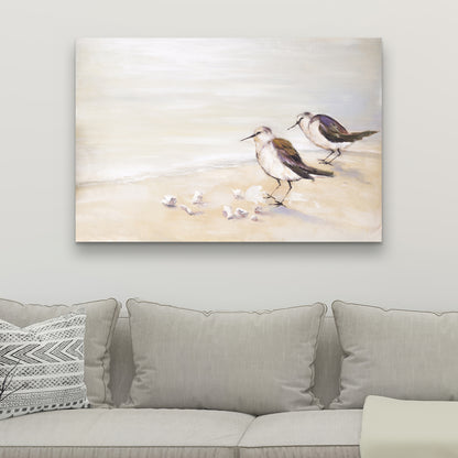 Two Sandpipers on the Beach Canvas - Bird Marine Bedroom Decor