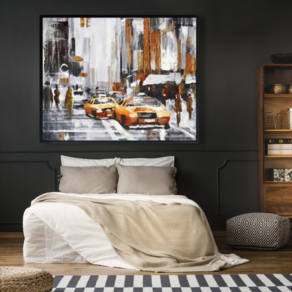 Toile abstraite Citystreet | Taxis jaunes | Décoration d'intérieur