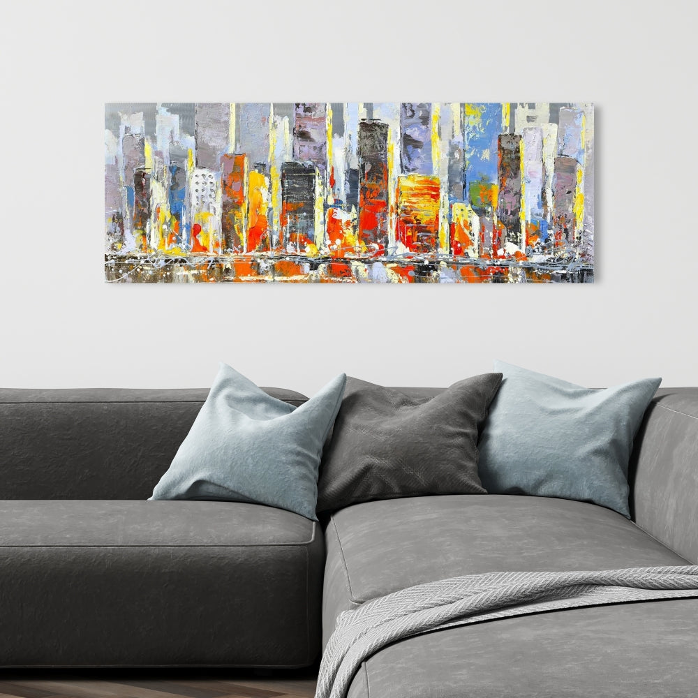 Color Splash Cityscape Canvas | Blue Wall Art for Home Decor
