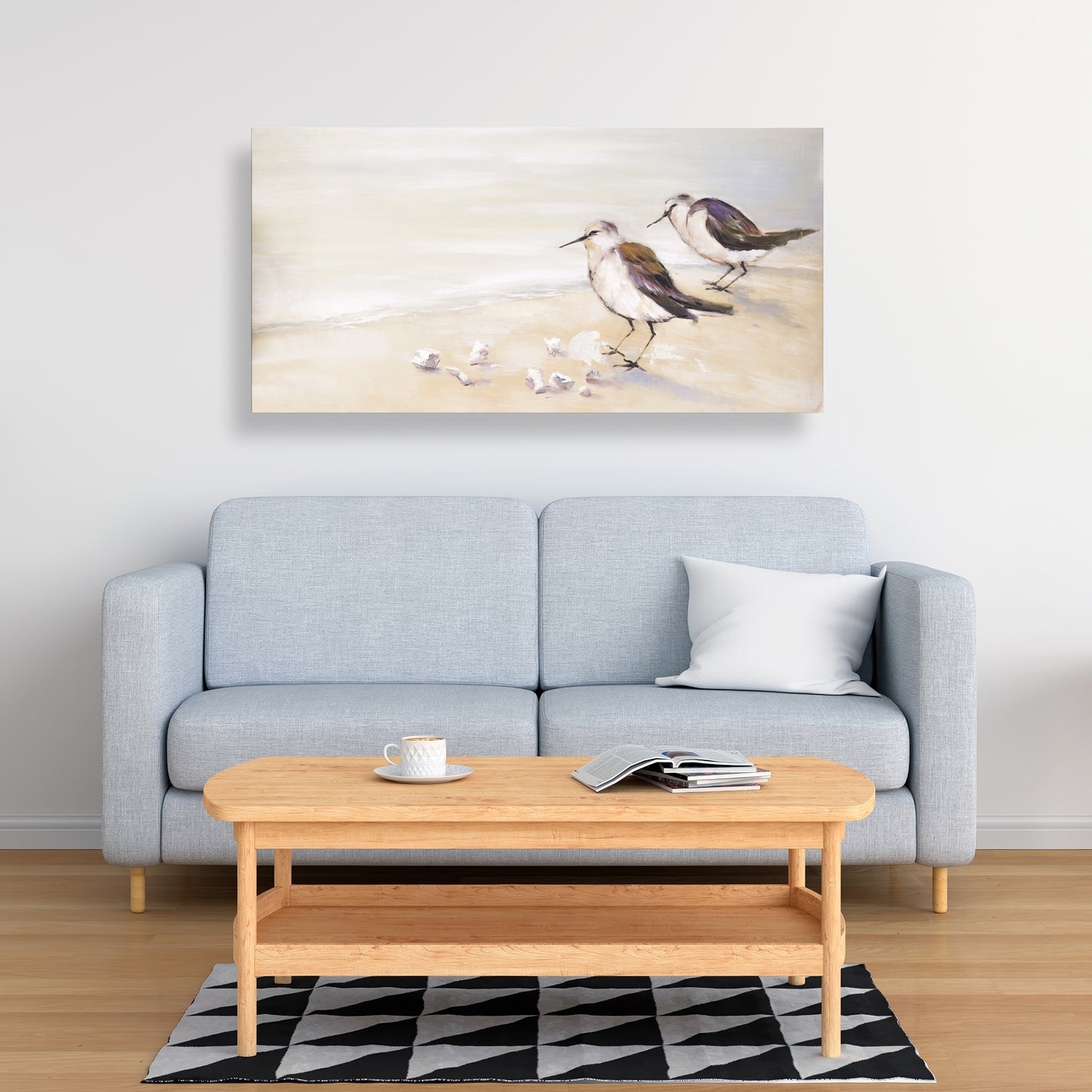 Two Sandpipers on the Beach Canvas - Bird Marine Bedroom Decor