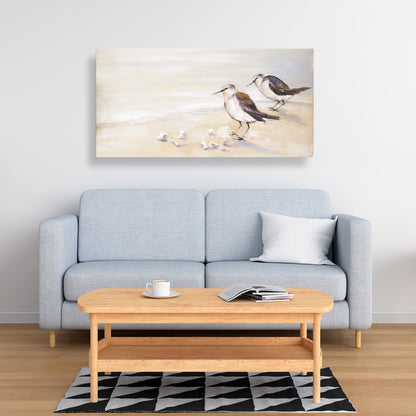 Two Sandpipers on the Beach Canvas - Bird Marine Bedroom Decor