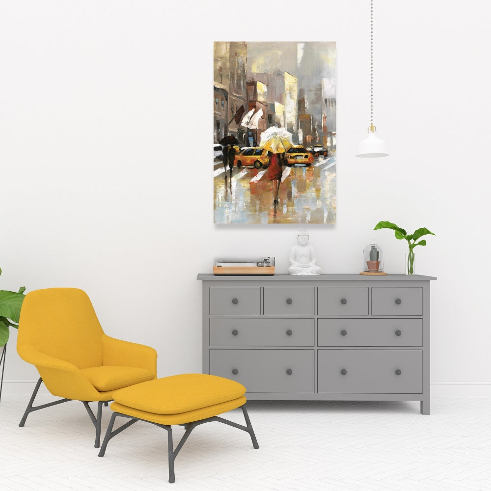 Toile contemporaine pour chambre à coucher | Œuvre d'art « Personnes avec parapluies »