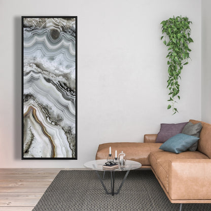 White Abstract Geode Framed Canvas - Hyperrealist Home Decor
