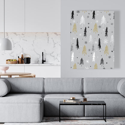 Toile à motif sapin de Noël | Décoration de chambre blanche