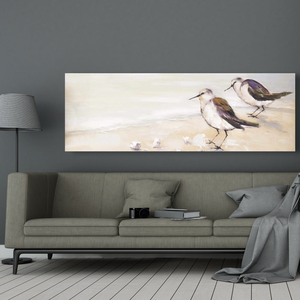 Two Sandpipers on the Beach Canvas - Bird Marine Bedroom Decor